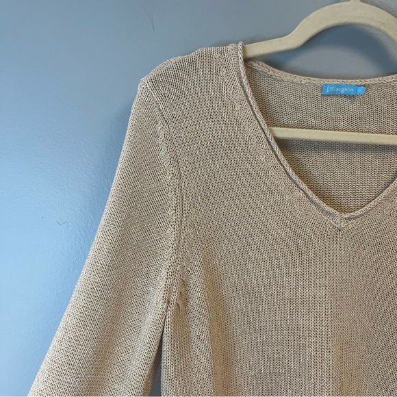 J. McLaughlin Sweater Havana Yarn Beige V-Neck Knit Sz M EUC - Picture 5 of 10